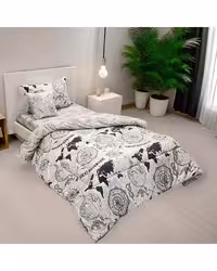 سرویس خواب یک نفره چهار تکه طوسی روشن مانیکا هوم Monica Home مدل Elchin الچین