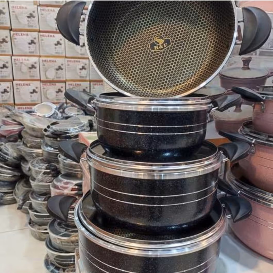 سرویس قابلمه 7 پارچه گرانیتی طرح چدن  هلنا