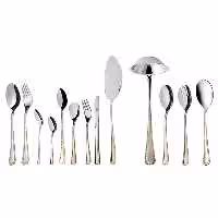 سرویس قاشق و چنگال 18 نفره ناب استیل طرح برلین دور طلایی (116 پارچه)