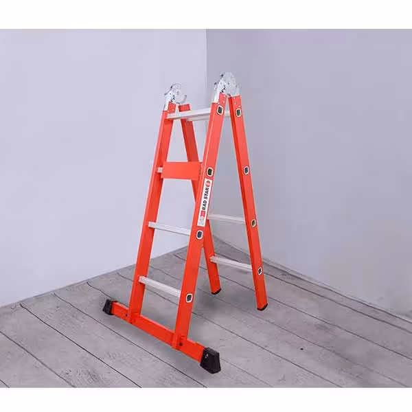 نردبان فراز پله مدل قفل دار 16 پله دو تکه 4.5متری