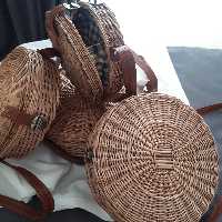 کیف حصیری مروار بسیار سبک بند چرمی دوشی و آستر کشی شده 