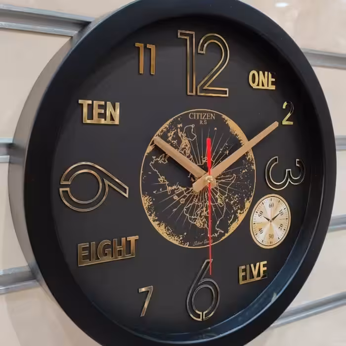 ساعت دیواری سیتیزن Rs گردمشکی سایز 38 موتور آرامگرد درجه یک 