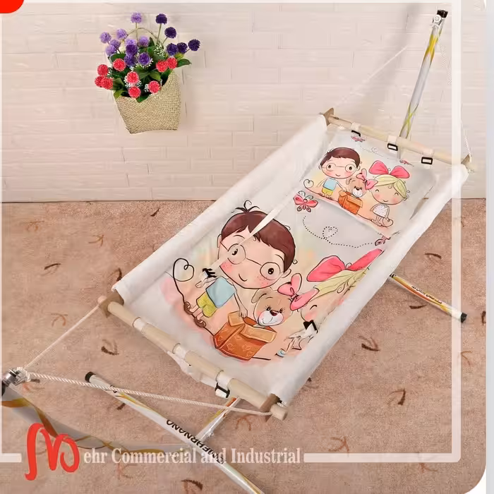 گهواره سنتی قابل حمل، گاچو دیواری، ننو سنتی، ننی نوزاد، لندو سقفی، بانوج پایه دار، شرکت تولیدی مهرننو،