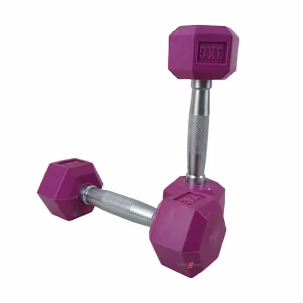 دمبل شش ضلعی رنگی 3 کیلوگرمی | بسته دو عددی