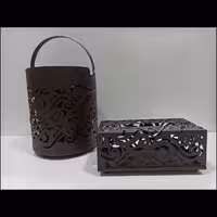 ست سطل و جا دستمالی لیزری مشکی 