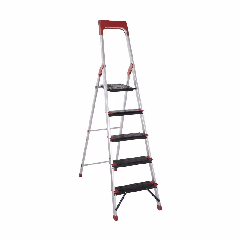 نردبان 5 پله کلاسیک آلوم‌پارس‌پله آلومینیومی تاشو عرض پله آخر 27×25