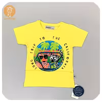 تیشرت پلنگ صورتی  رنگ لیمویی برند مانکی 2 تا 8 سال