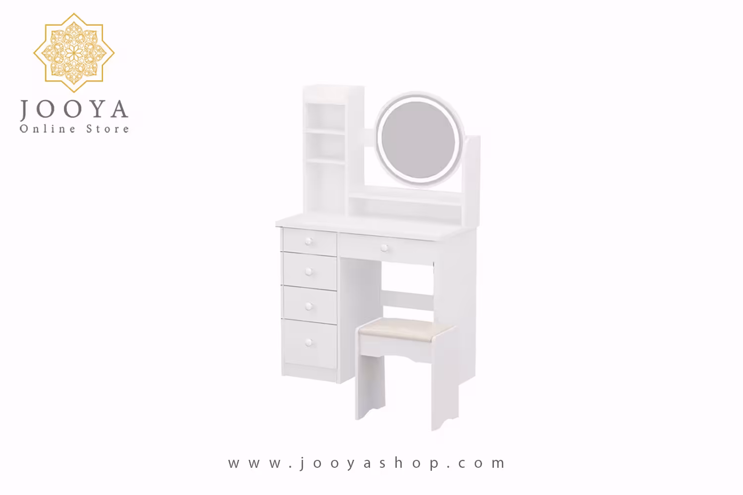 میز آرایش دخترانه مدرن سفید ال ای دی دار آوینو مدل TM 152