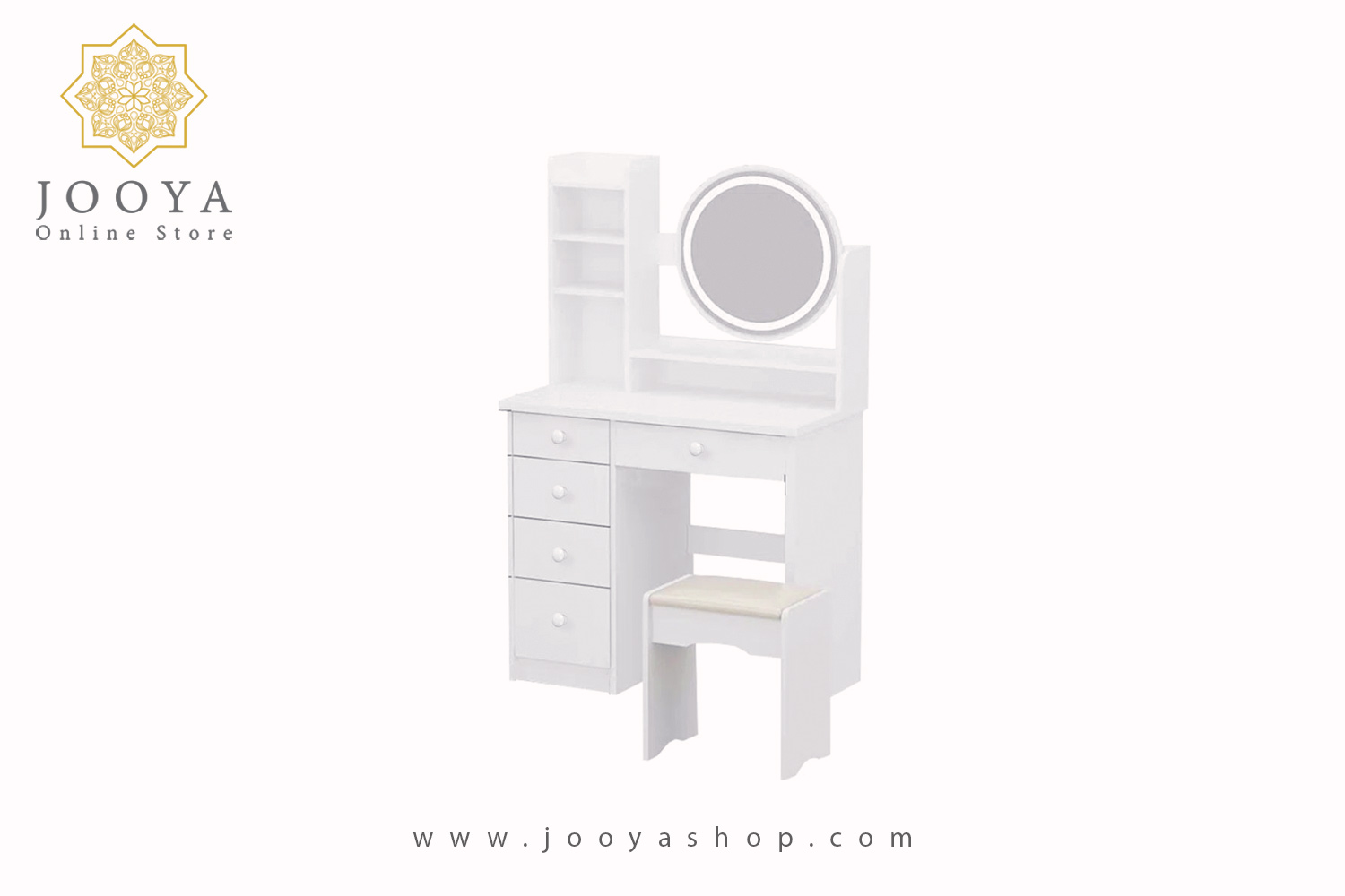 میز آرایش دخترانه مدرن سفید ال ای دی دار آوینو مدل TM 152