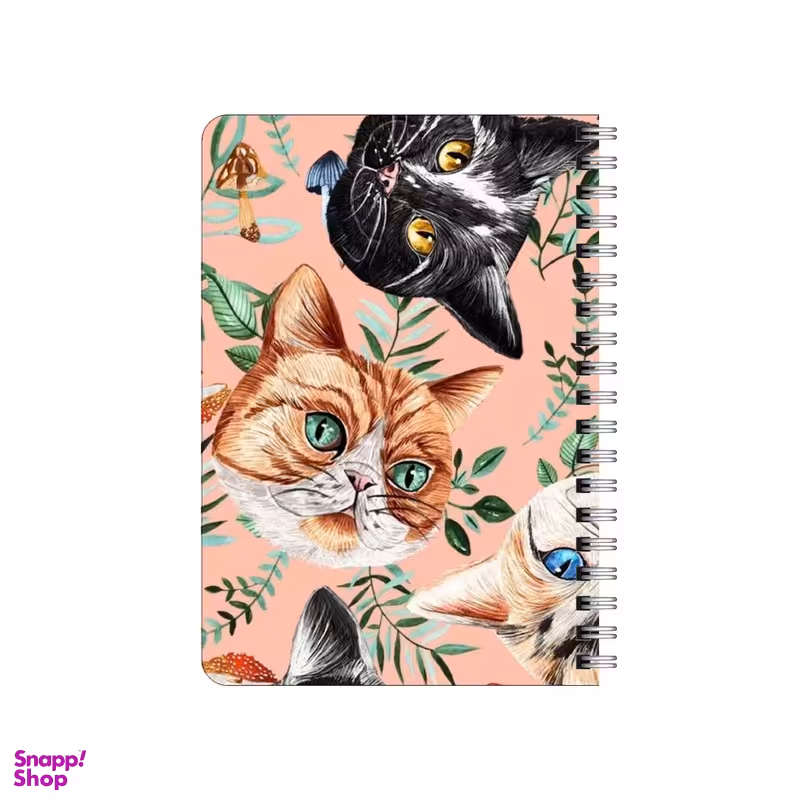 دفترچه یادداشت بامبیلیپ مدل چوبی طرح پترن گل و گربه و قارچ کد 5489557