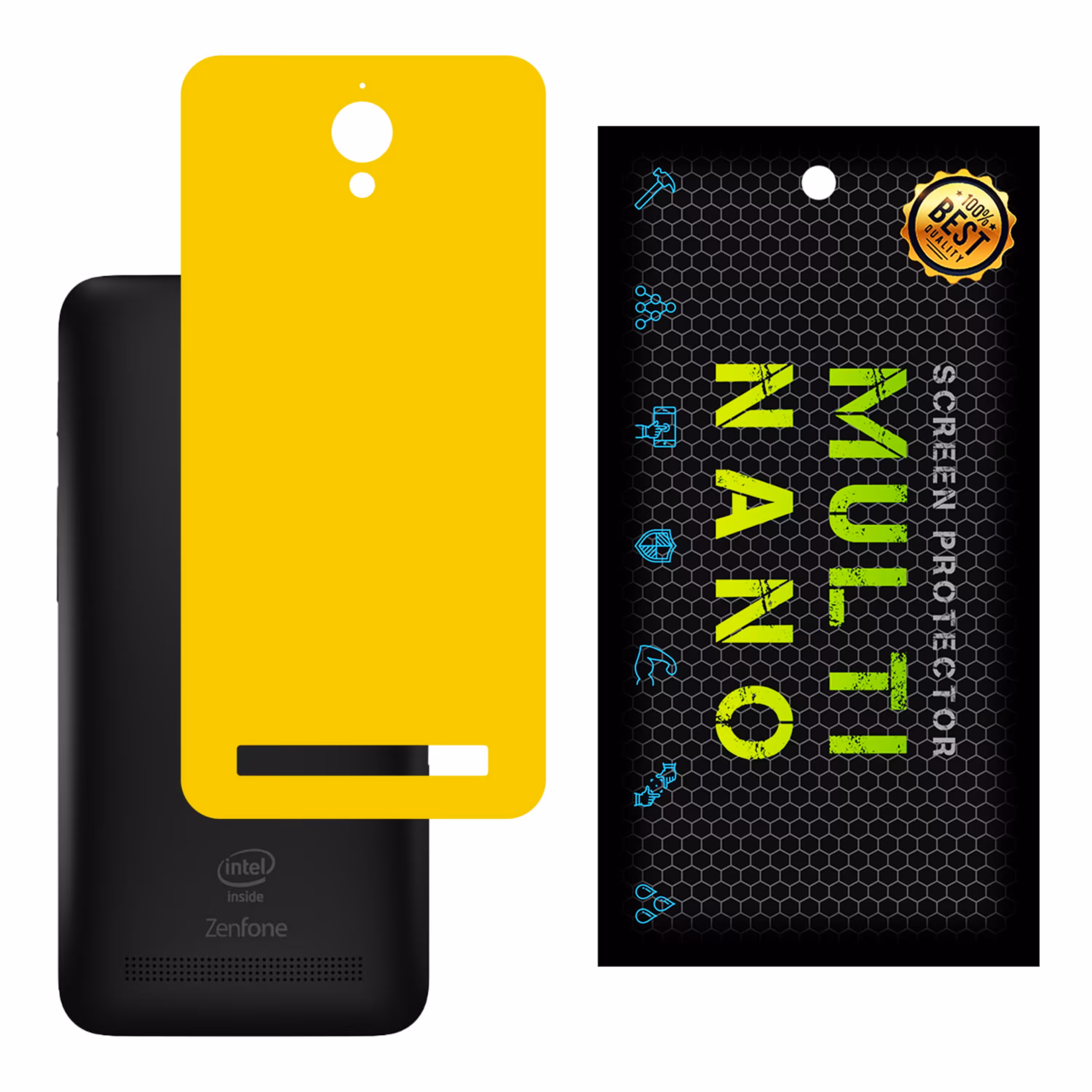 برچسب پوششی MultiNano مدل X-F1M-Yellow برای پشت موبایل ایسوس Zenfone C 