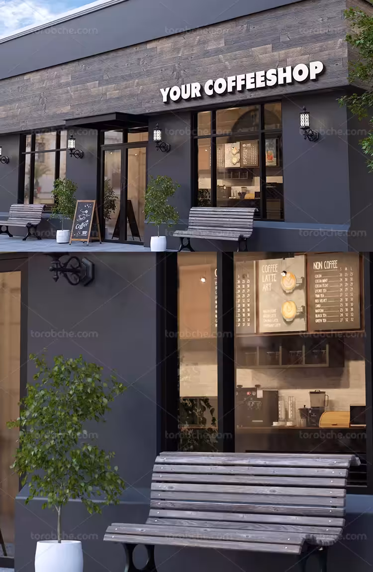 موکاپ لوگو کافی شاپ خلاقانه | گرافیک با طعم تربچه