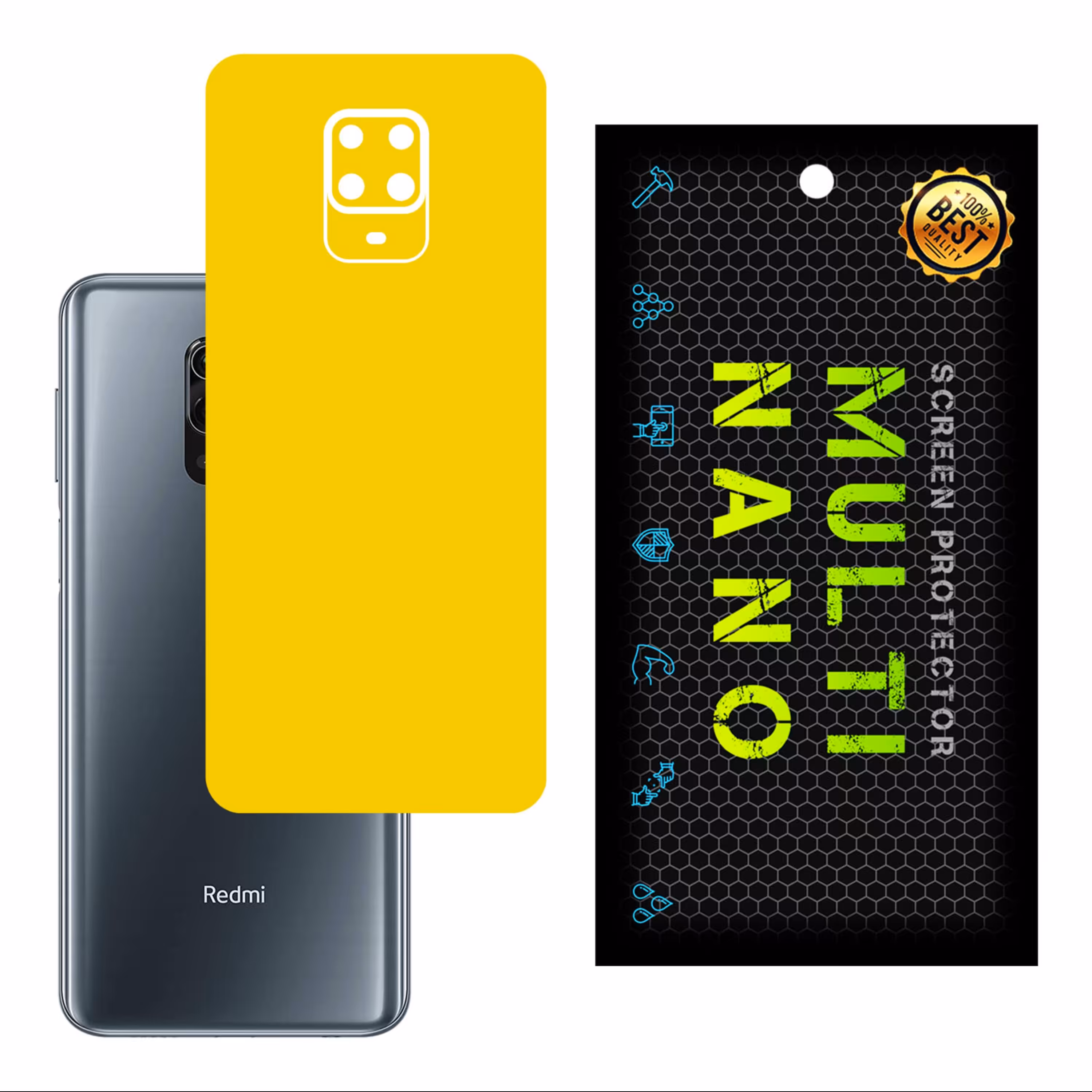 برچسب پوششی MultiNano مدل X-F1M-Yellow برای پشت موبایل  شیائومی Redmi Note 9 Pr 