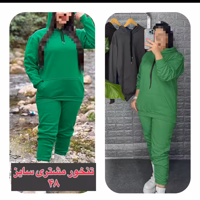 ست هودی شلوار   دورس تو کرک بزرگ سایز