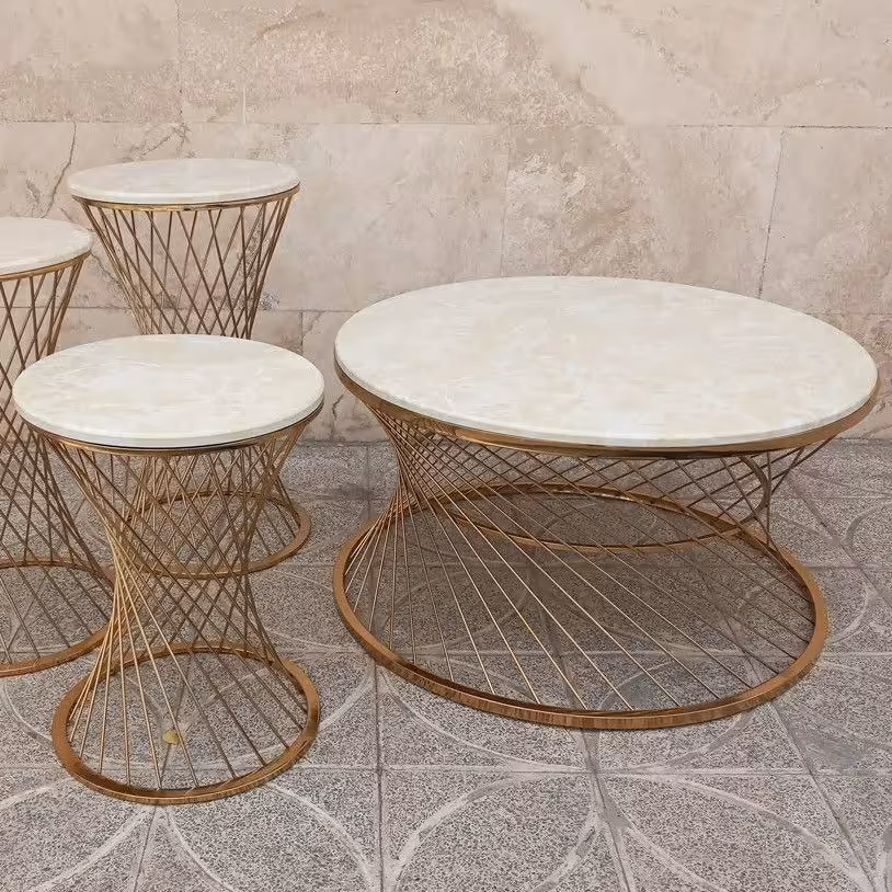 جلو مبلی و میز  عسلی مدل حصیری -  میز - مبلمان - میز  جلو مبل - میز استیل 