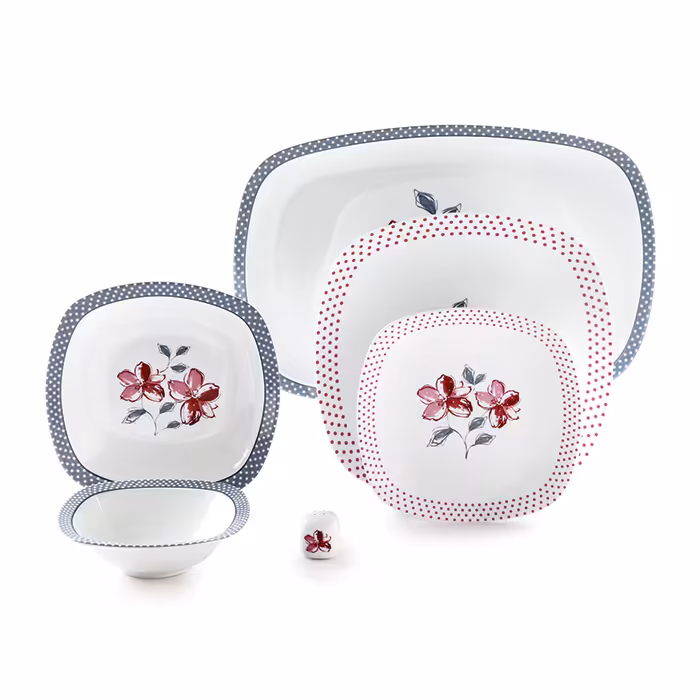 سرویس چینی زرین 6 نفره غذاخوری والنسیا ارغوانی (27 پارچه)