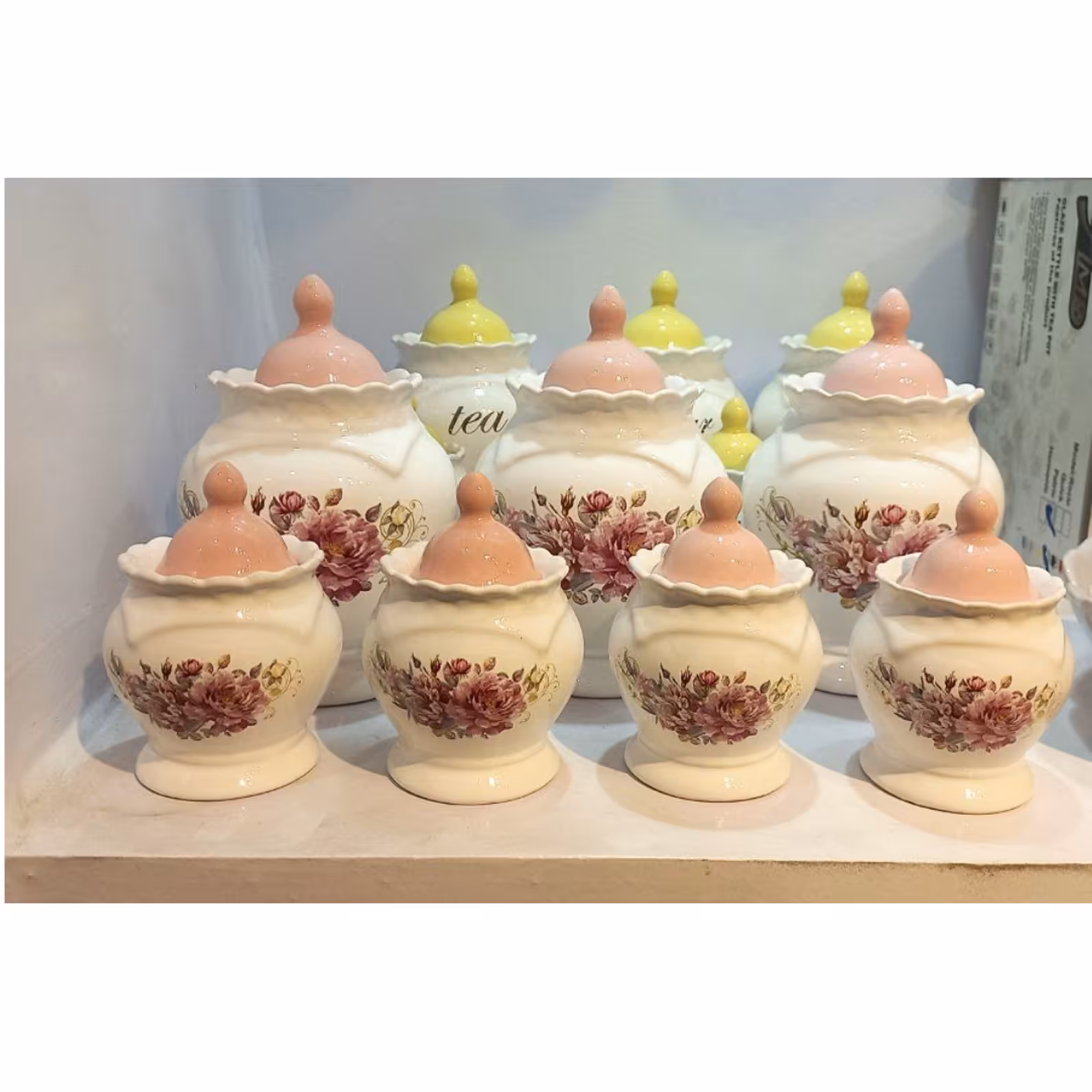 سرویس پاسماوری 7 پارچه صورتی  گلدار 