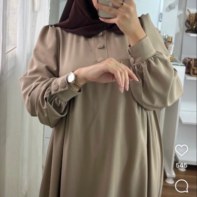 رویه زنانه کرپ مدل مانتو عبایی چین دار دکمه دار خاص