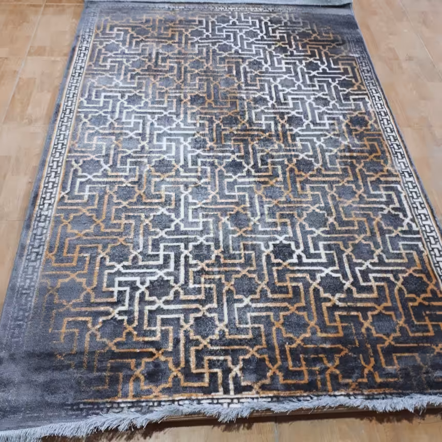 فرش فانتزی مدرن زمینه مشکی  کد1014 سایز فرش4متری با قیمت تخفیفی(ارسال باتیپاکس، پس کرایه)