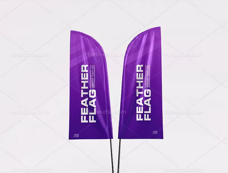 موکاپ PSD پرچم ساحلی از زاویه رو به رو | گرافیک با طعم تربچه