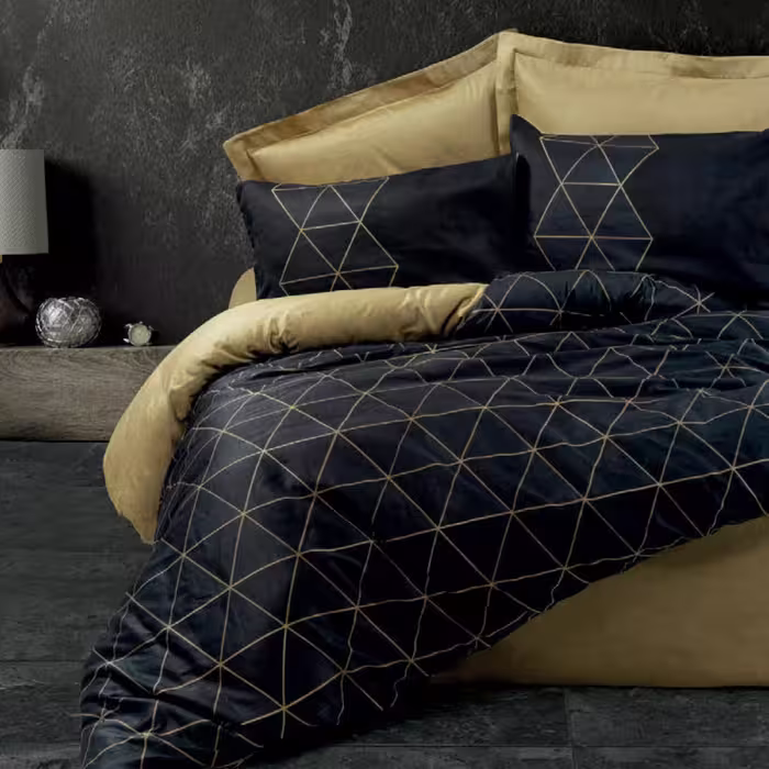 ست ملحفه کاتن باکس مدل Dark Veta Gold  دو نفره 4 تکه