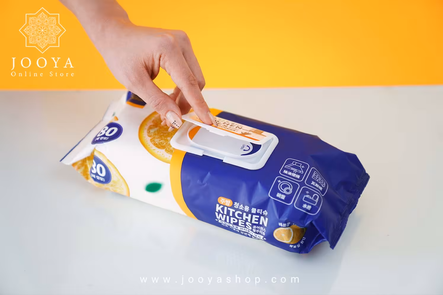 دستمال مرطوب 80 عددی سطوح آشپزخانه طرح 2