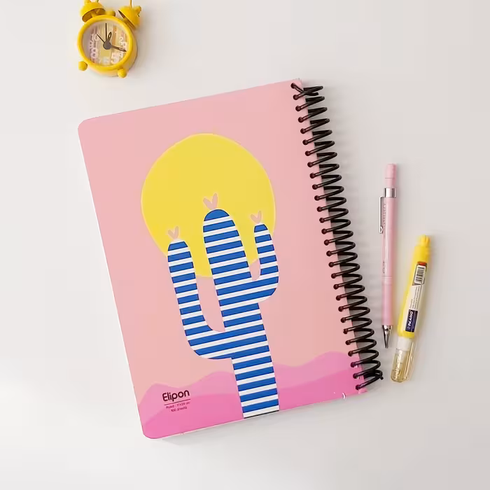 دفتر 100 برگ الیپون طرح خورشید و کاکتوس سایز وزیری