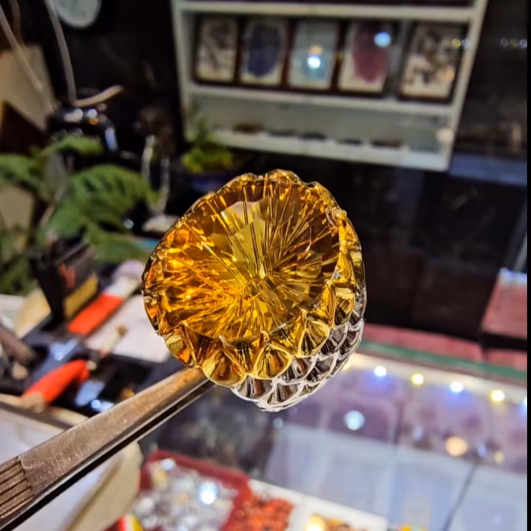  انگشتر سیترین طلایی اصلی  رکاب نقره دستساز شبکه پولکی نقره عیار 925ارسال رایگان 