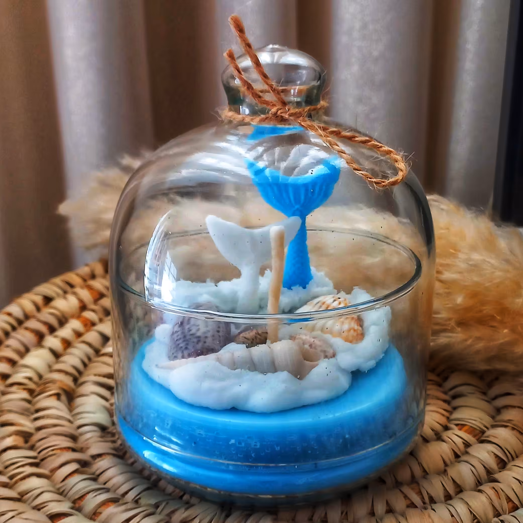 شمع شیشه ای در دار با تم دریا