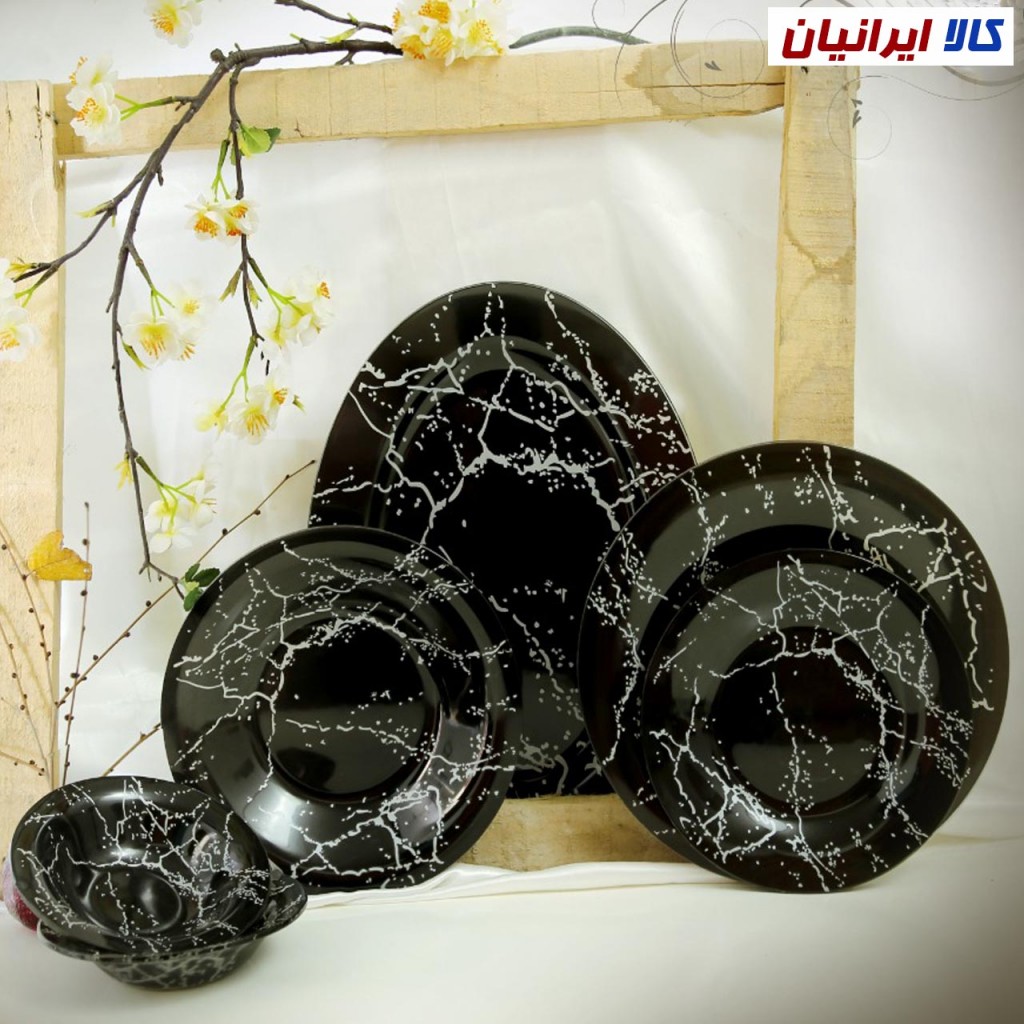 سرویس غذاخوری 25 پارچه گرد آذین اوپال طرح راک نقرهای کد 143