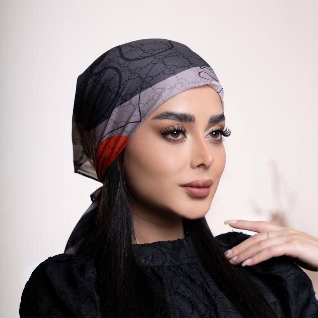 مینی اسکارف نخی بهاره نارنجی دور دستدوز (ارسال رایگان)