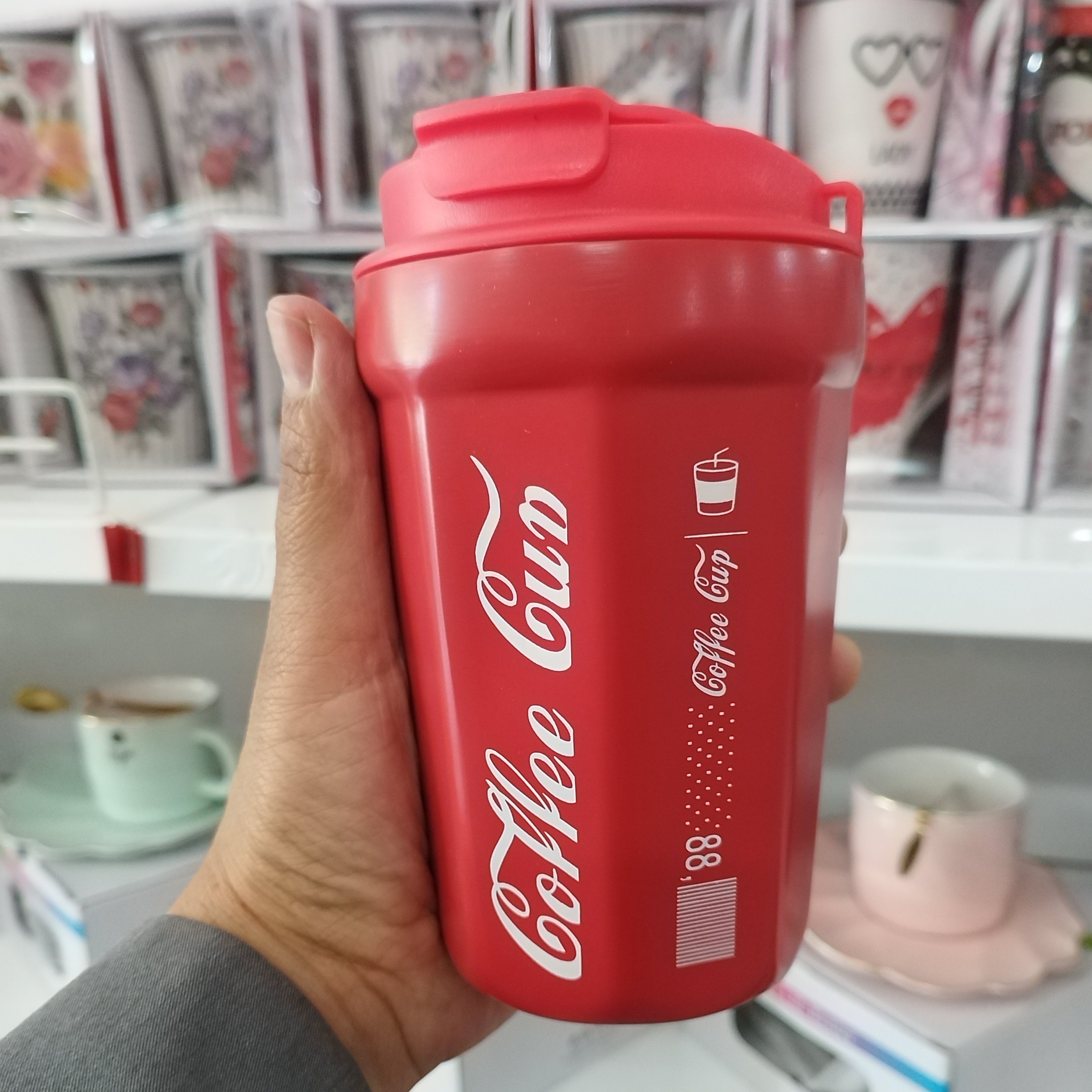 تراول ماگ 350میل کافی کاپ در سه رنگ قرمز کرم سبز