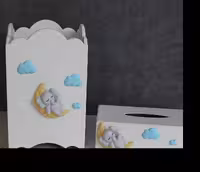 ست سطل آشغال و جعبه دستمال کاغذی طرح فیل