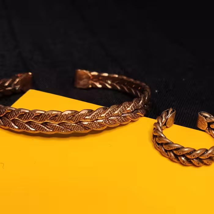 ست دستبند و انگشتر مسی طرح اسپرت مردانه و زنانه