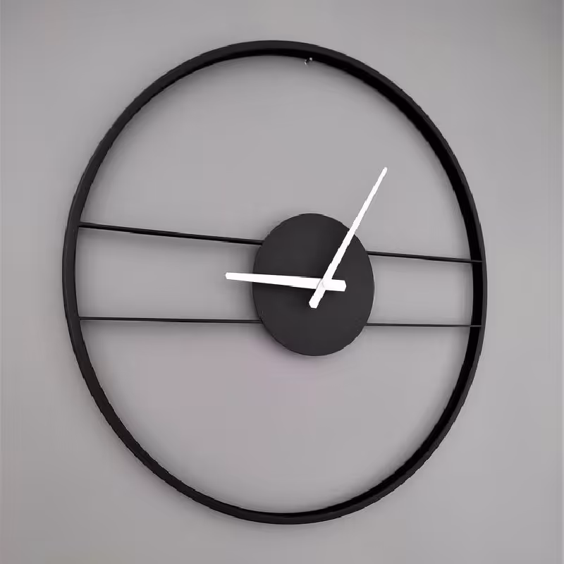 ساعت دیواری گرد قطر 50  مشکی مات