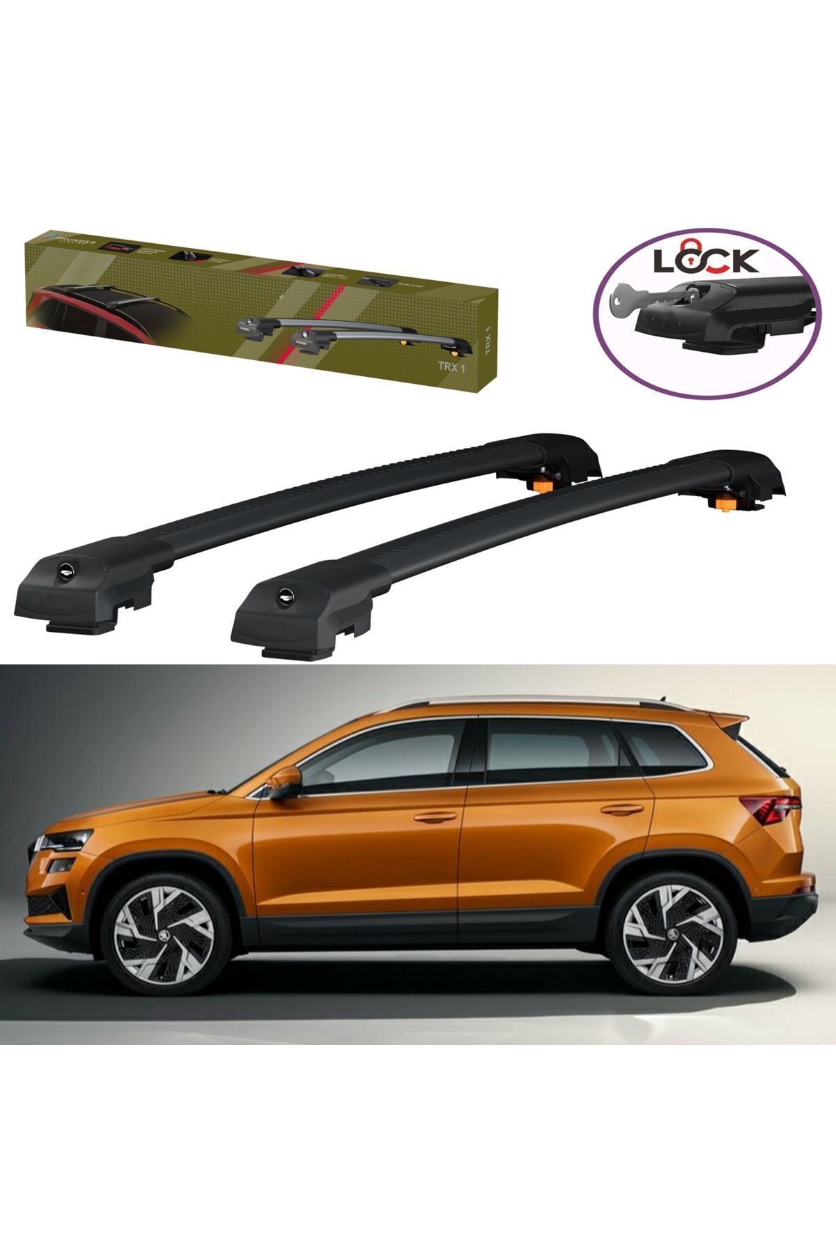 جعبه بار سقفی مشکی SKODA KAROQ 2017 TRX1 CARRIMENTION SEARCHED SEAK BAR Thunder