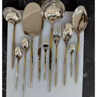 سرویس قاشق و چنگال یونیک 24 نفره 120 پارچه دهانه اروپایی ضربدری استیل نگیر (آهن ربا نگیر)  