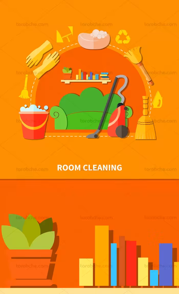وکتور نظافت منزل فلت | گرافیک با طعم تربچه