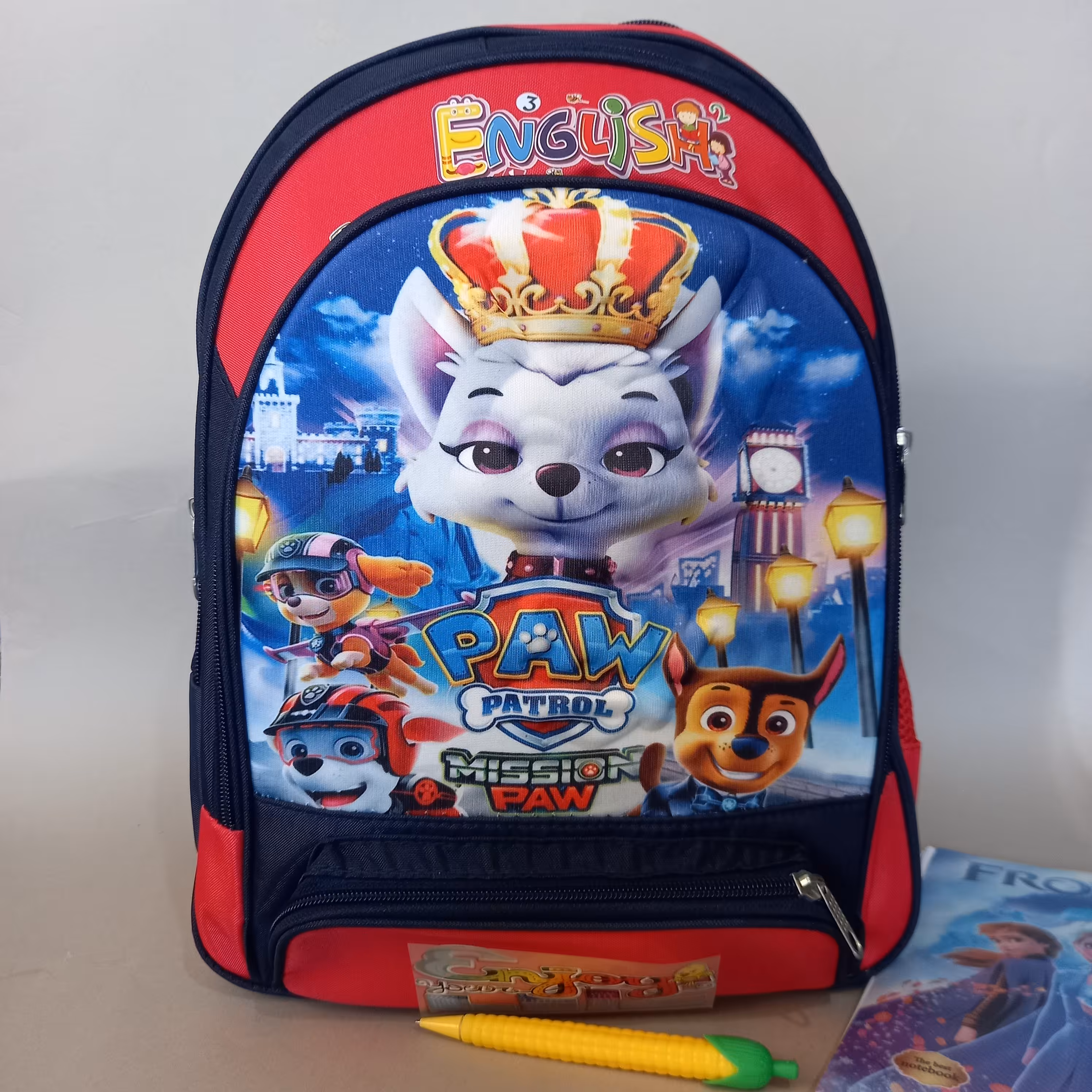 کوله مدرسه سگ های نگهبان چهار زیپ کوله مدرسه جامدادی دار(ارسال رایگان) 