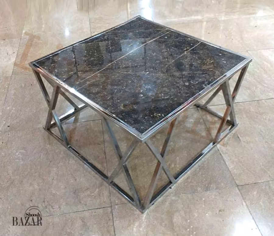 میز جلو مبلی سنگ و فلز مربع کد 03