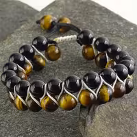 دستبند سنگ طبیعی سنگ چشم ببر و اونیکس