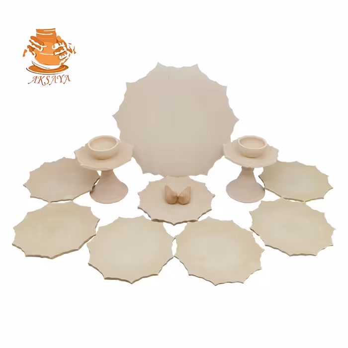 ست 12 تکه هفت سین سفالی خام مدل ستاره کد HS104