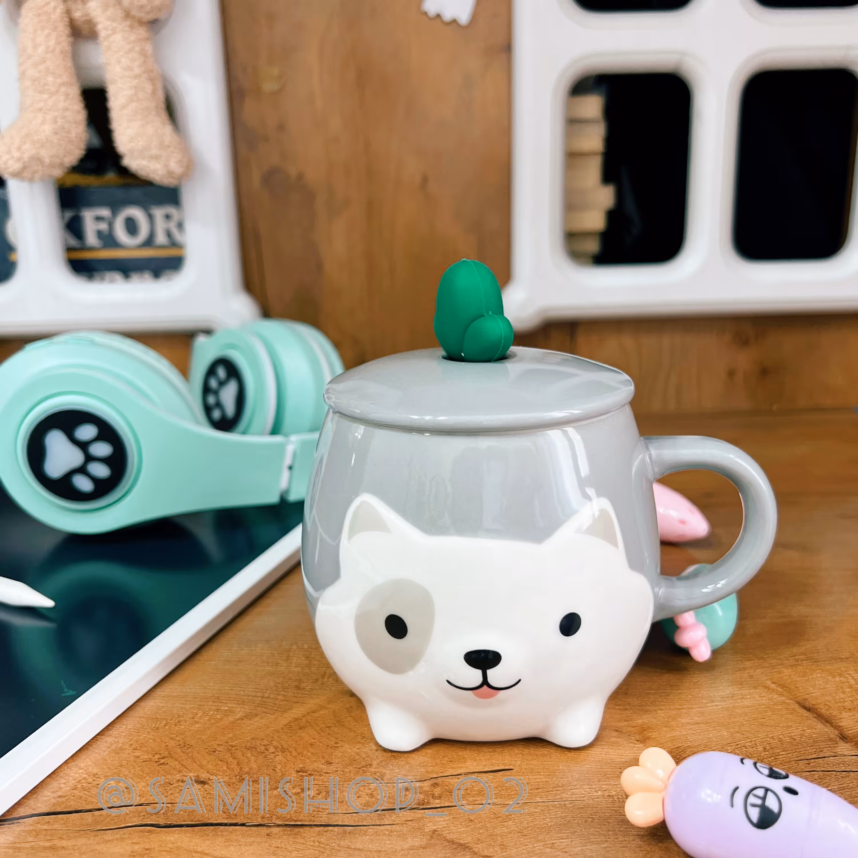 ماگ فانتزی طرح برجسته قاشق برگ طوسی