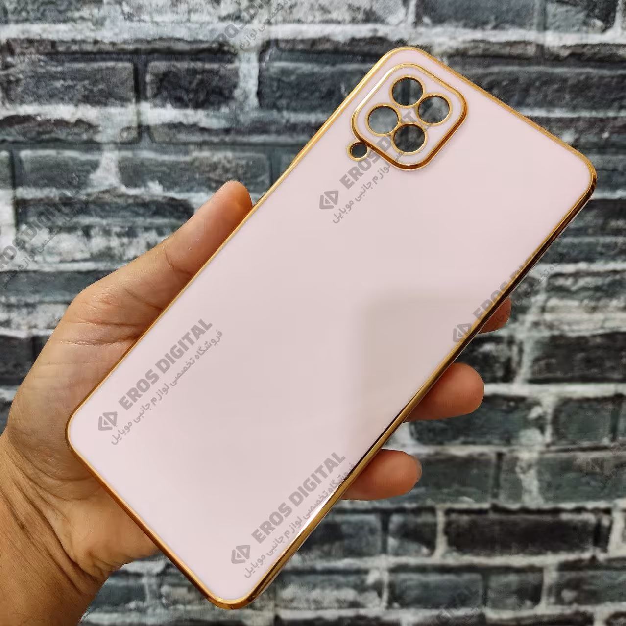 قاب مای کیس سامسونگ A12 دور طلایی الکتروپلیتینگ - صورتی