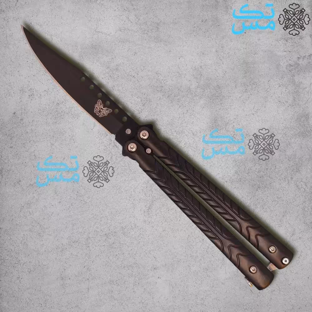چاقوی پروانه ای مشکی  سایز بزرگ 004 butterfly knife