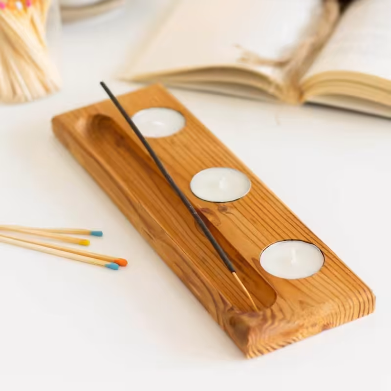 جا شمع و عود چوبی مدل رایکا