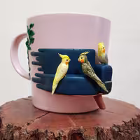 ماگ  عروسک خمیری فیمو  طرح عروس هلندی