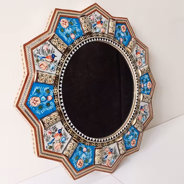 آئینه خاتم کاری با قطر 42 سانتی متر