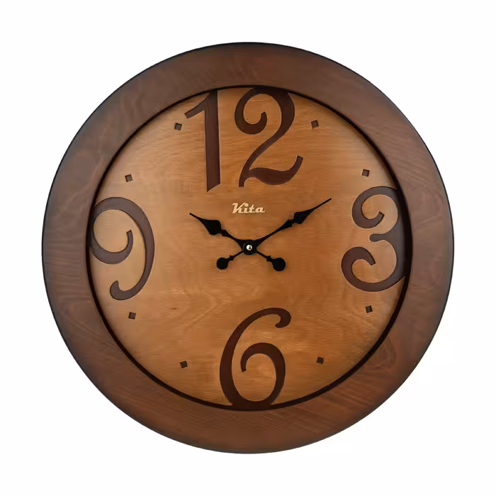 ساعت دیواری تمام چوب مدل کیتا رویال کد CKS 605-C80 - (قطر 80 cm)