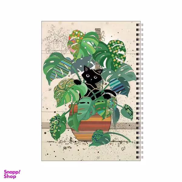 دفتر مشق 100 برگ بامبیلیپ طرح گربه و گلدان برگ انجیری کد 5080110